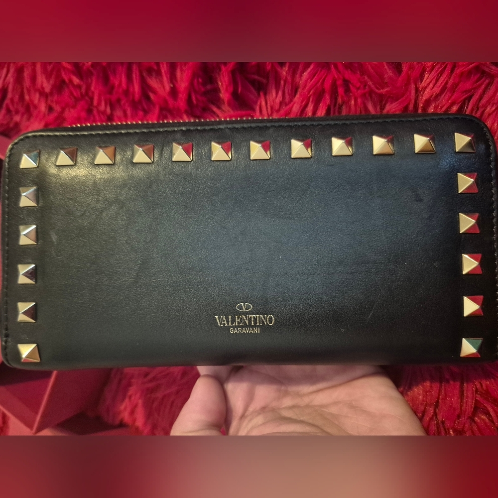 Valentino Garavani Black Stud Long Wallet